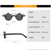 SHAUNA Retro Nieten Kleine Runde Punk Doppellagige Muschel Sonnenbrille UV400