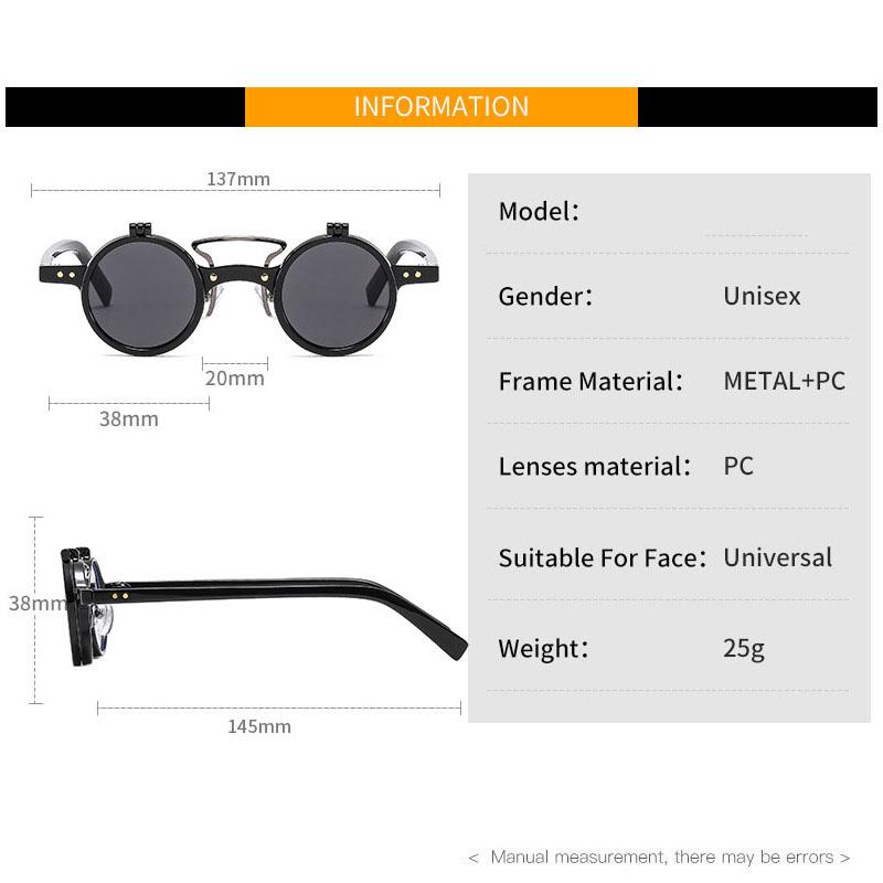 SHAUNA Retro Nieten Kleine Runde Punk Doppellagige Muschel Sonnenbrille UV400