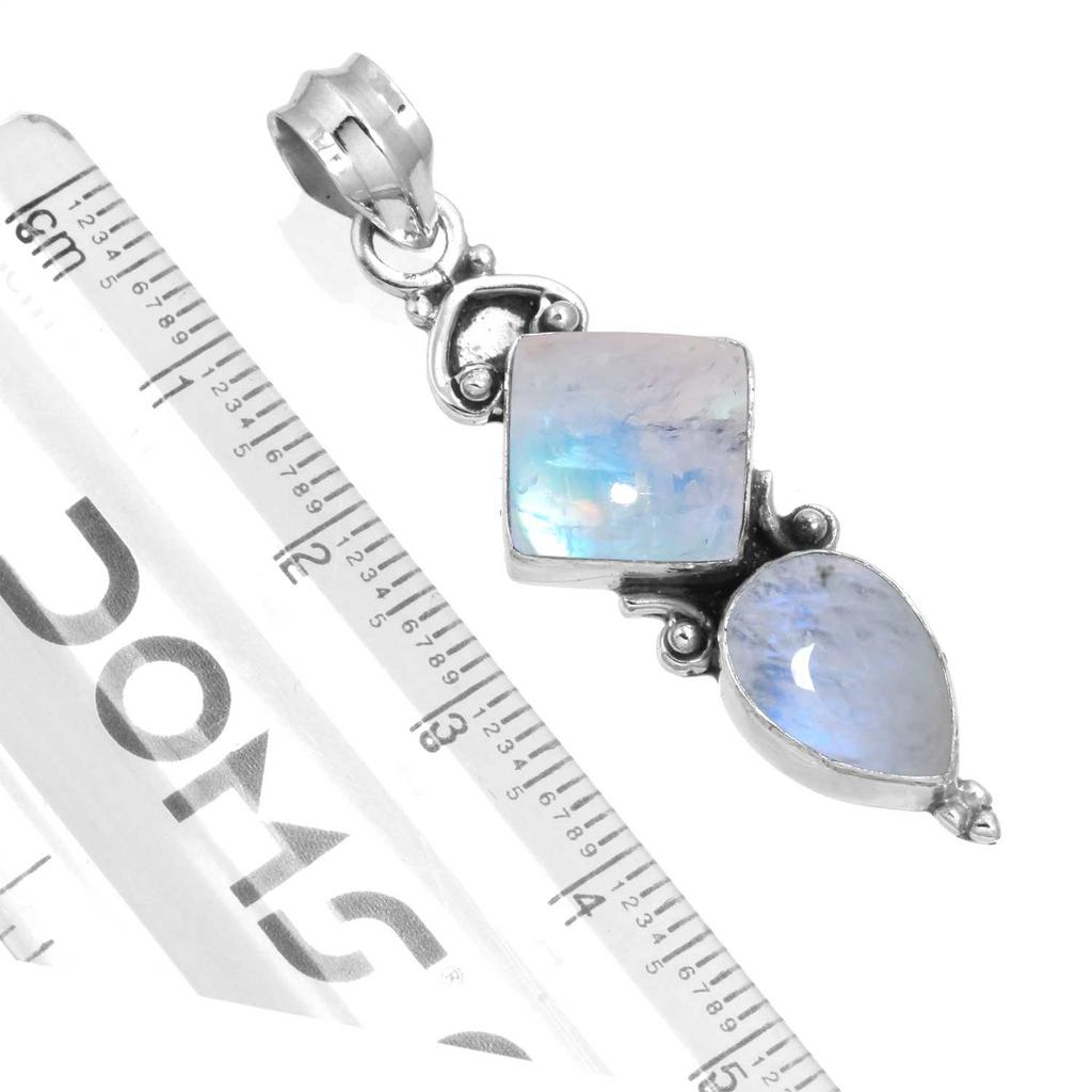 925 Sterling Silver Pendant Women Gemstone Handmade Jewelry Valentine's Day Gift Malachite Moonstone Rose Quartz Red Stone Smoky Topaz Tiger Eye