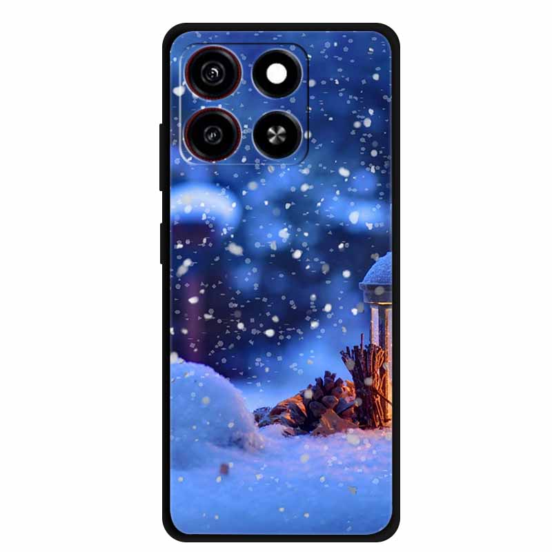 Christmas Cover For ZTE Blade A35 A55 Case Black Silicone Cases for ZTE Blade A55 Cartoon Santa Claus Christmas Tree Back Cover