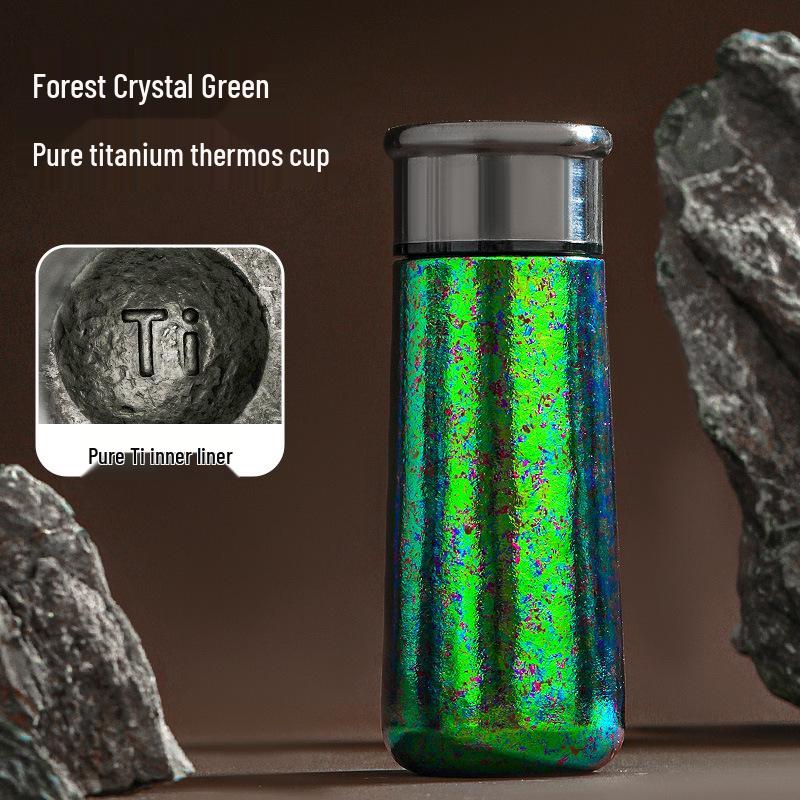 Colorful Ice Flower Pocket-Sized Double-Layer Titanium Travel Cup