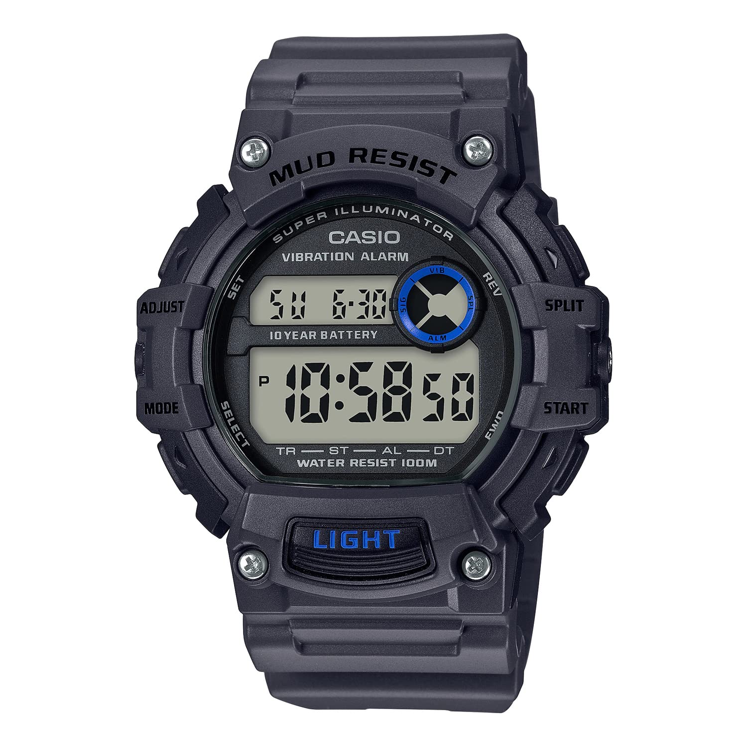 

Стандартные цифровые часы CASIO с функцией вибросигнализации, грязезащитная модель Overseas темно-серого цвета [Casio] мужские TRT-110H-8AV [Товар]