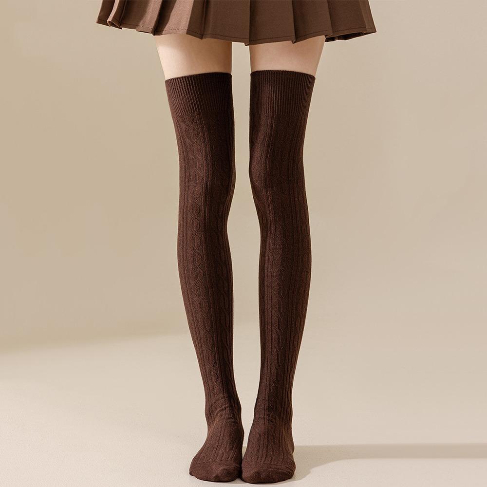 Solid Color Thigh Socks Japanese Long Tube Socks Long Stockings Autumn Winter Season for Women