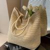 Chic Large Capacity Paper Woven Straw Tote Handbag for Women, Summer Woven Beach Shoulder Bag with Zip Closure
