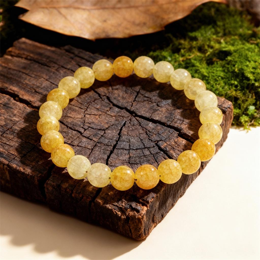 Yellow Citrine Crystal Brazaletes Stone Beaded Bracelet for Women Men Accessory