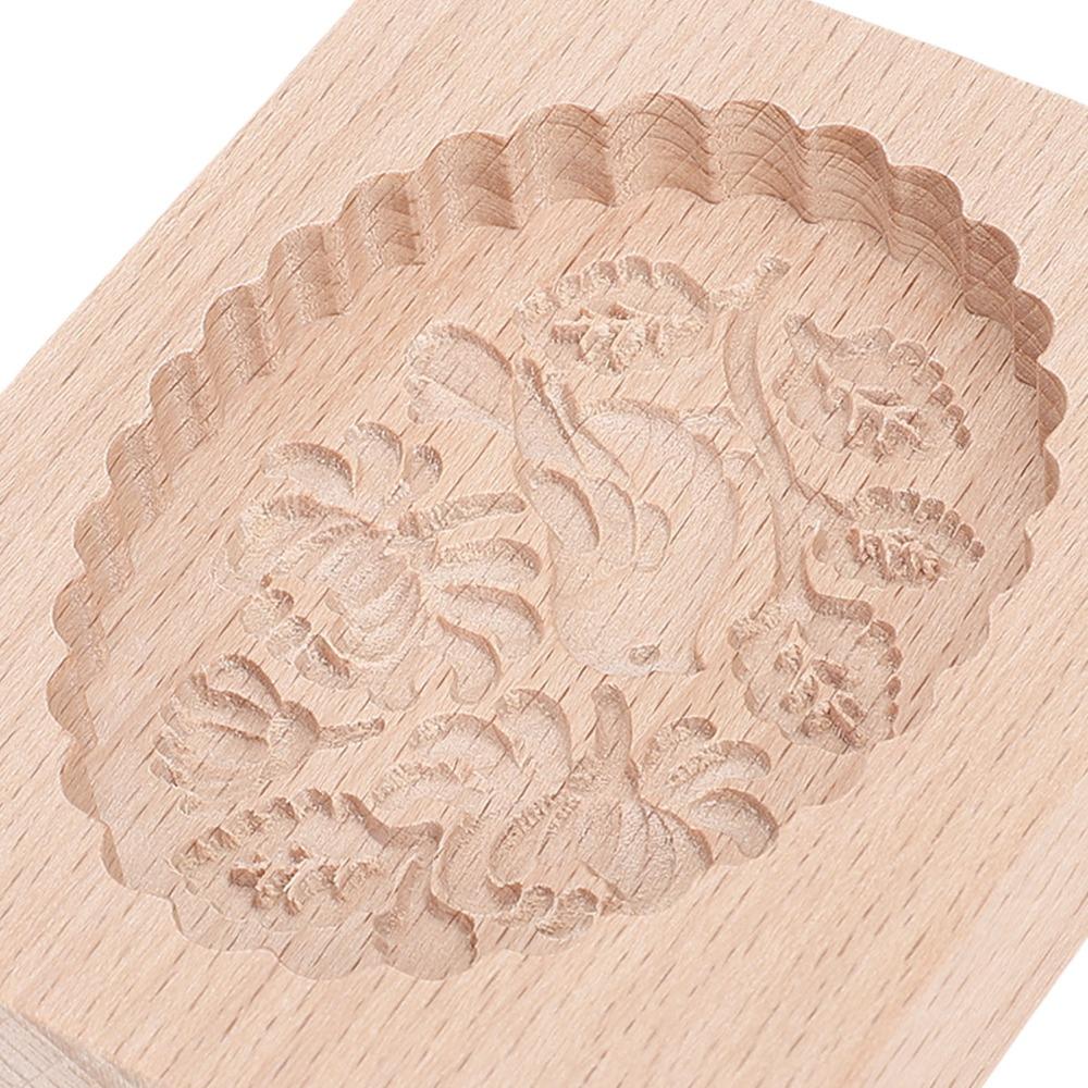 1pcs 3D Design Wooden Cookie Mold Carved Bird Pattern Biscuit Stamp Mould For Baking