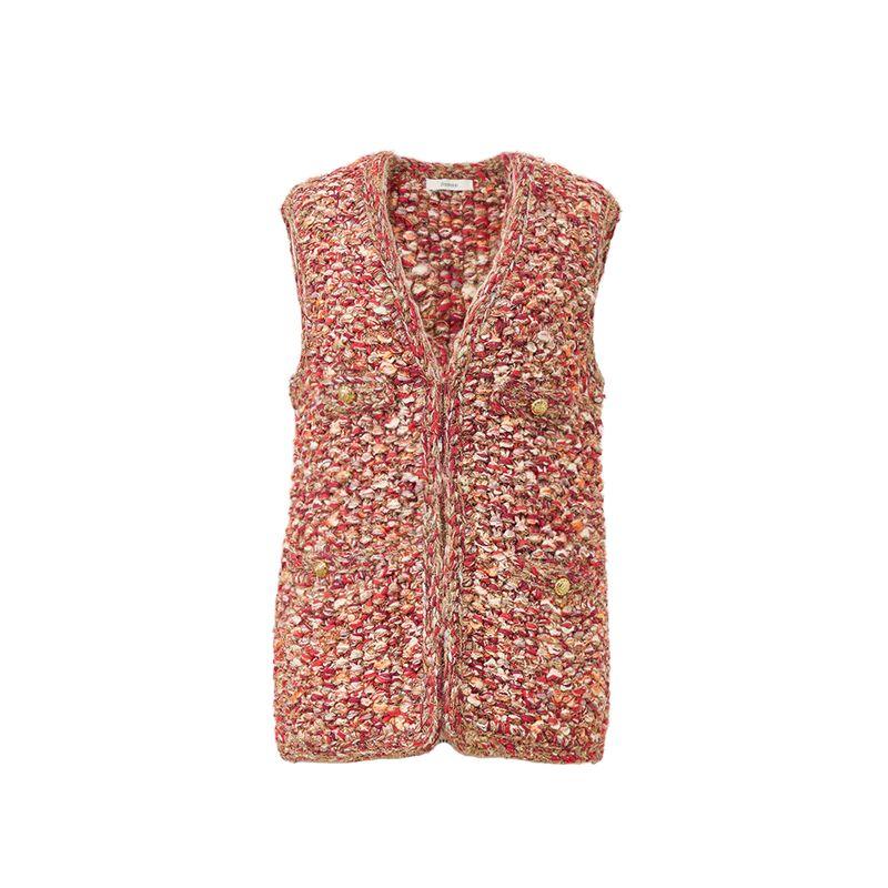 

Blacknini Инь Вафля/ Сочельник Ду + Пряжа из перьев с золотой нитью Ручная работа Мохеровый вязаный короткий/длинный жилет Vest-Long (15 yarns) M