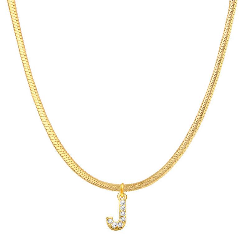 Letter Pendant Necklace in Wind Snake Bone Clavicle Chain Titanium Steel Necklace Zircon Pendant Necklace