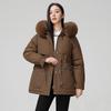 Pie overcomes women's winter, the new thin down cotton clothes are fashionable and versatile, with thickened fur and integrated coat.