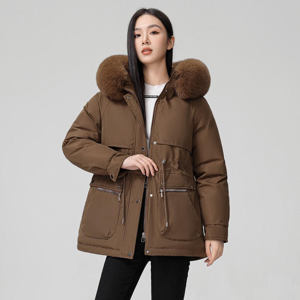 Pie overcomes women's winter, the new thin down cotton clothes are fashionable and versatile, with thickened fur and integrated coat.