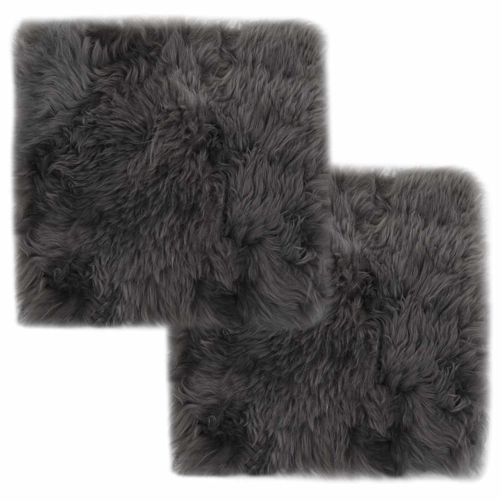 Seat Cushions 2 Pcs. Light Gray 40x40 cm Real Sheepskin