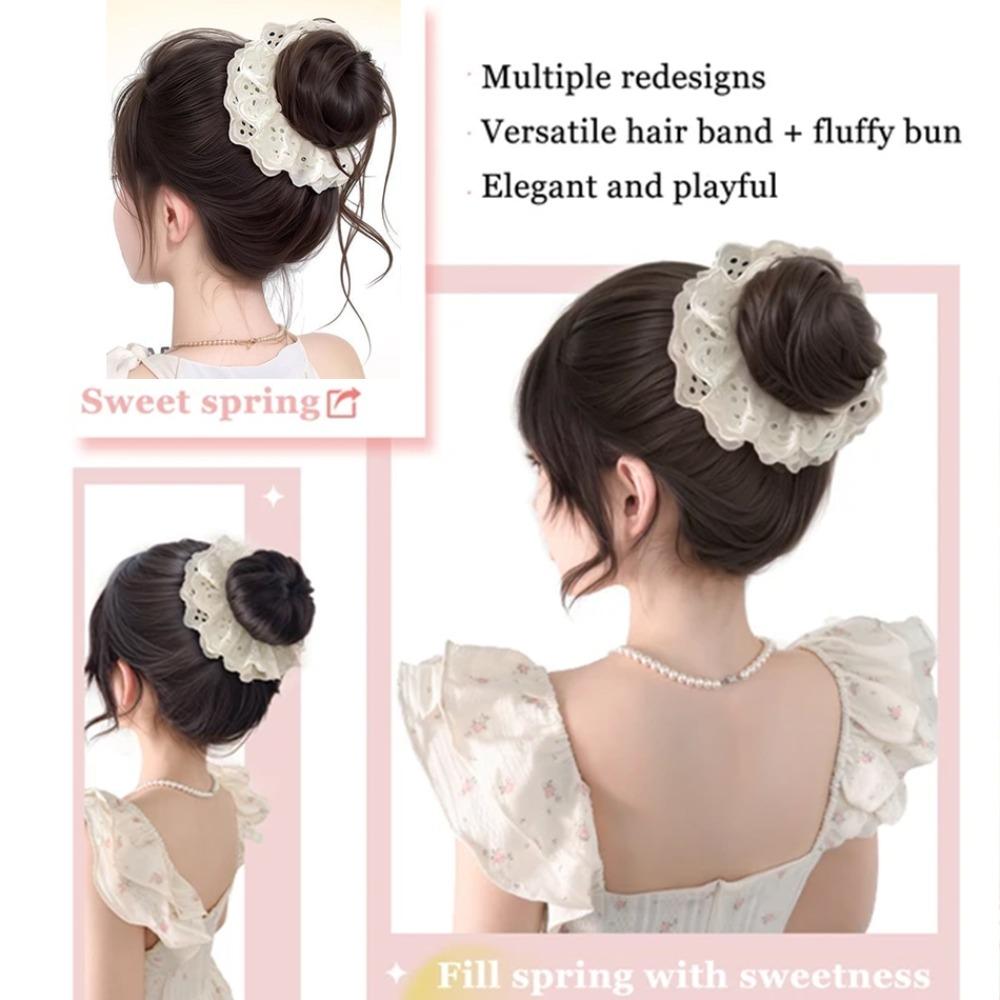 Synthetic Hair Tie Wig Lace Hair Rope Hairpiece Elegant Wig Hairband  Women