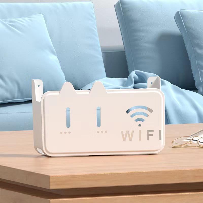 Punch-Free Wall-Mounted Wireless Router and Cable Organizer Box