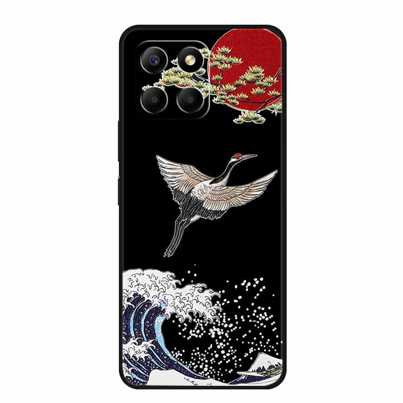 3D Emboss Case For Honor Play 9A 2024 X5b Plus X8C X6C 4G Phone Case 9 A X 8 6 C Coque Flowers Black Silicone Soft Back Cover