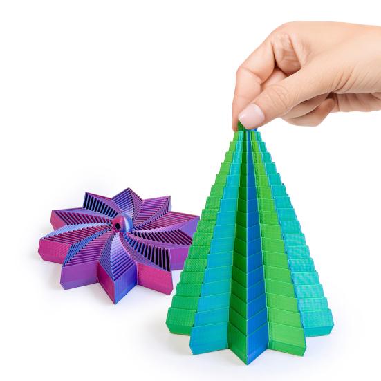 Expanded Sensory Fidget Star Whirling Spiral Star Fidget Toy Spinning Tower Flexible Star with Handle for Stress Anxiety Relief Home Office Desk Toy