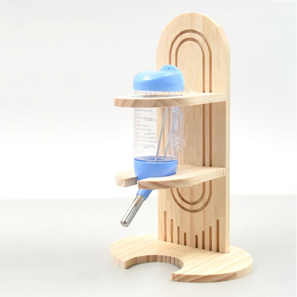 Wooden Hamster Water Bottle Holder Adjustable Pet Water Bottle Stand for Cage