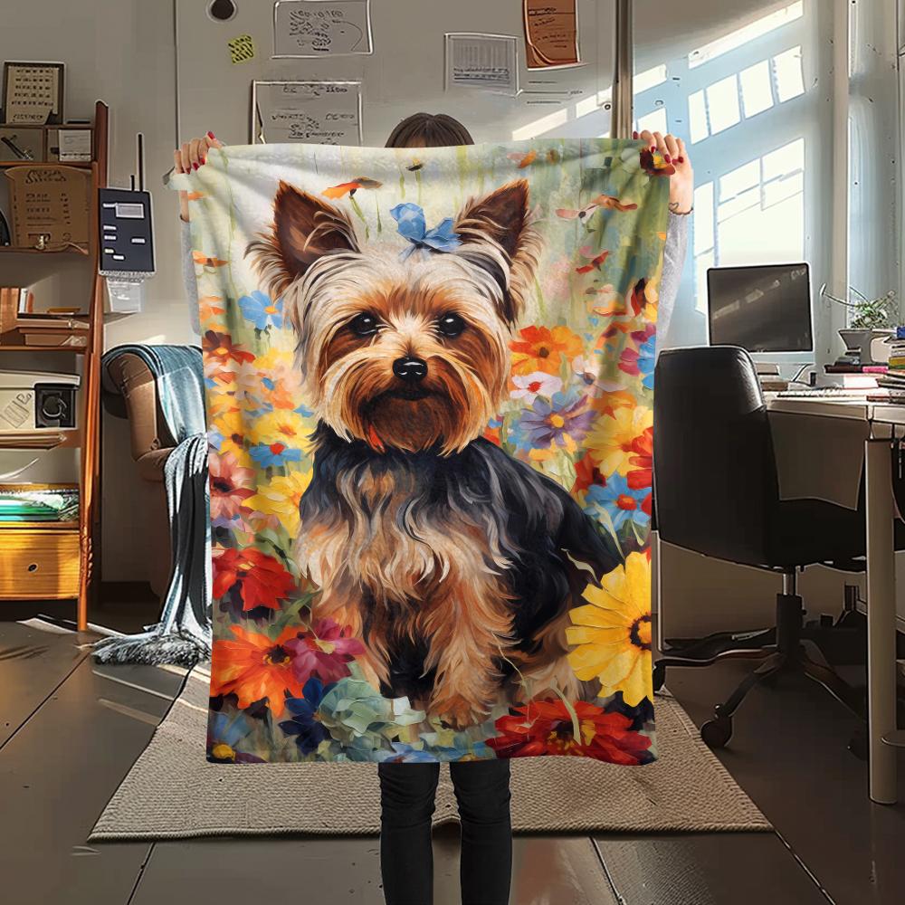 

Colorful flowers and puppies Print Flannel Blanket,High quality Comfortable for All Seasons,Home Decor,Warmth and Comfort,Perfect for Christmas Gifts 80cm x 120cm