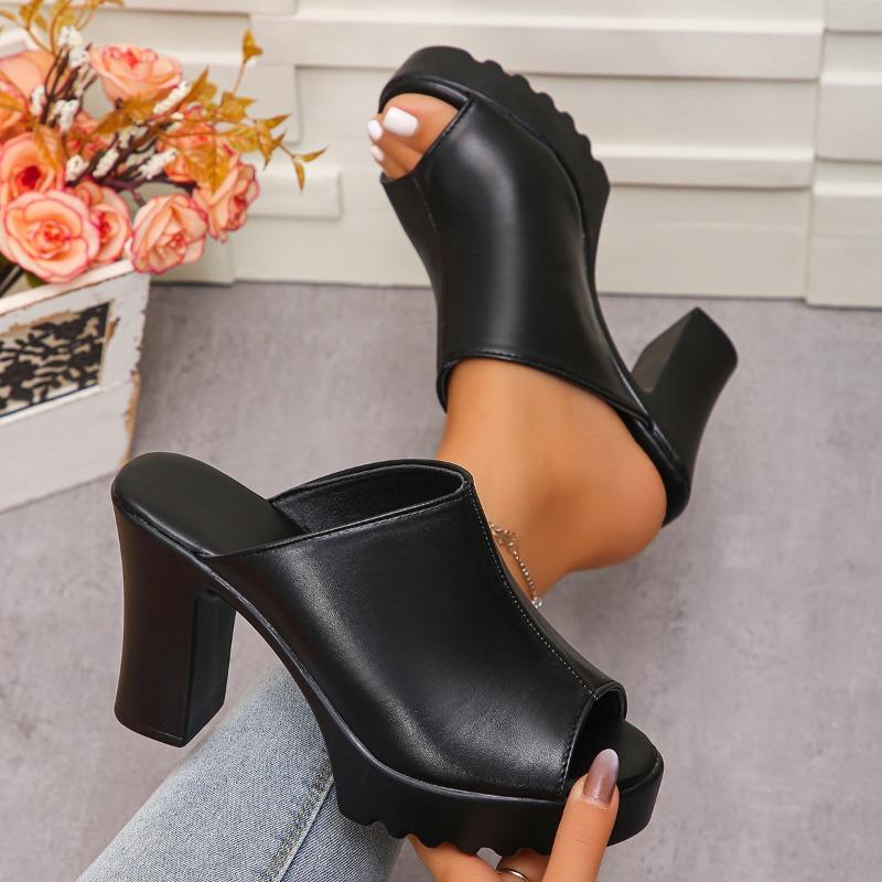 Spring and summer fashion thick heel high heels fish mouth women's shoes new water platform platform platform women's cool slippers