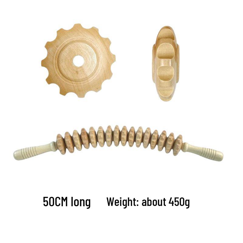 Beech Wood Rolling Pin Massager for Whole Body Gua Sha Therapy and Meridian Massage with Eight and Ten Beads
