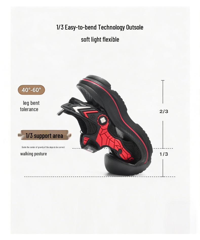 Boys' Non-Slip Sandals 2026 - Mech Style Closed-Toe Beach Shoes for Medium & Large Kids
