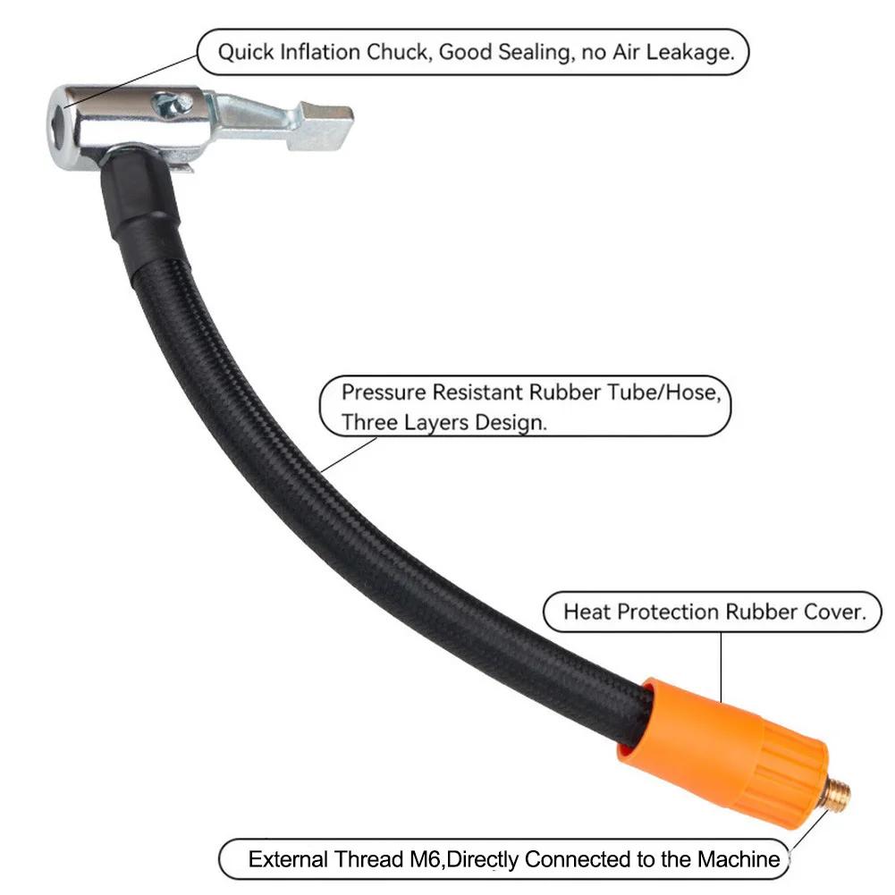 Car Air Pump Extension Tube With M6 Thread Copper Connector 30CM Hose For Tire Inflation And Outdoor Accessories