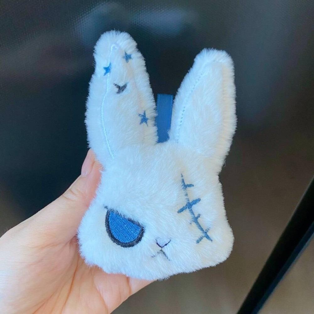 Fluffy Gothic Rabbit Compact Stitched Bunny Bag Pendant Halloween Plushie Cosplayers