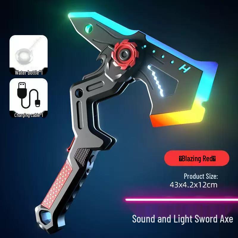 Двусторонний светящийся боевой топор и меч с эффектами движущегося света и звука