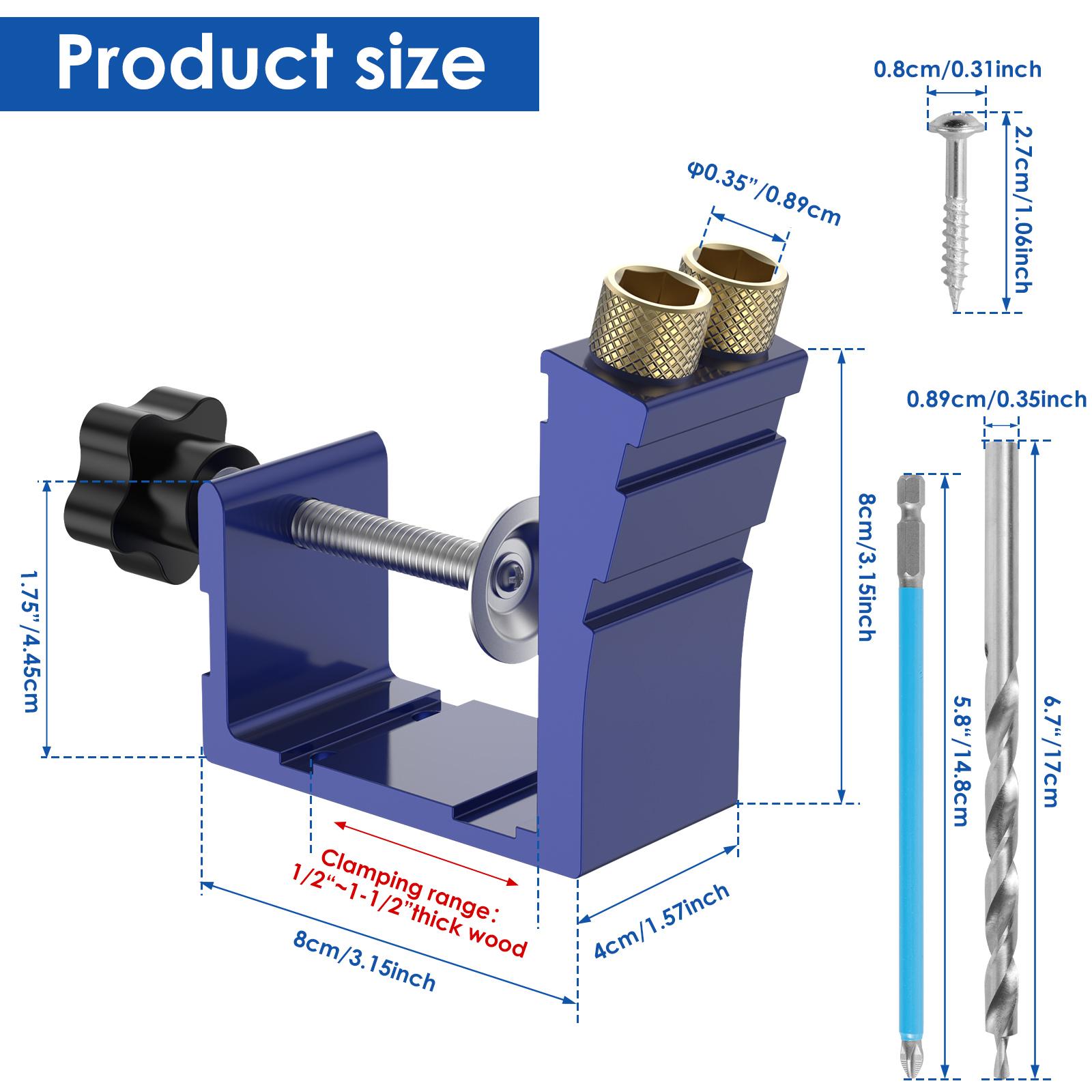 

47pcs Oblique Hole Locator Woodworking Positioner Drill Bits Pocket Hole Jig Kit 15 Degree Angle Drill Guide Set Carpentry Tools синий