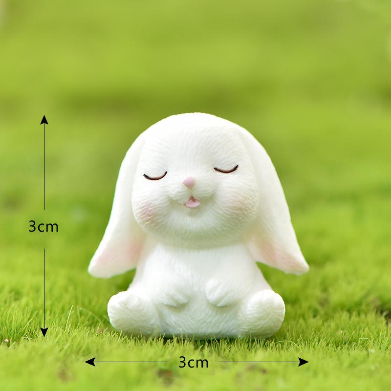 7pcs Cute Animal Garden Decorative Bunny Set Micro Landscape Resin Small Figurines Creative Furniture Decor for Fairy Garden