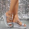 Mode Damen Keilabsatz Hausschuhe 2024 Sommer Neue Designer Sandalen Vielseitige Plateau Gerade Outdoor Hausschuhe Strand Freizeit Pantoletten Damen