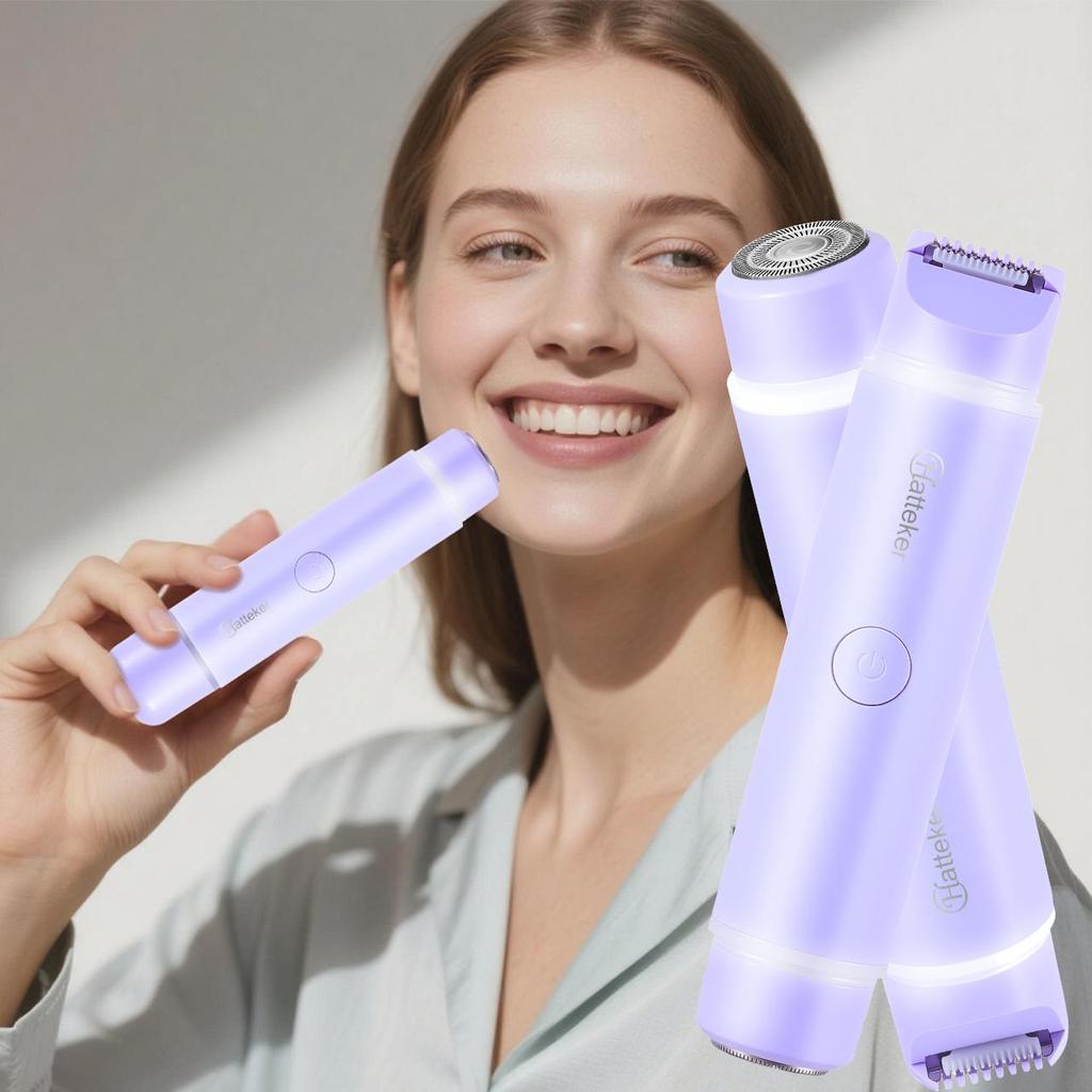Hatteker Dual Head Epilator for Women Waterproof USB Rechargeable Portable Hair Removal Device for Legs Underarms And Bikini Line