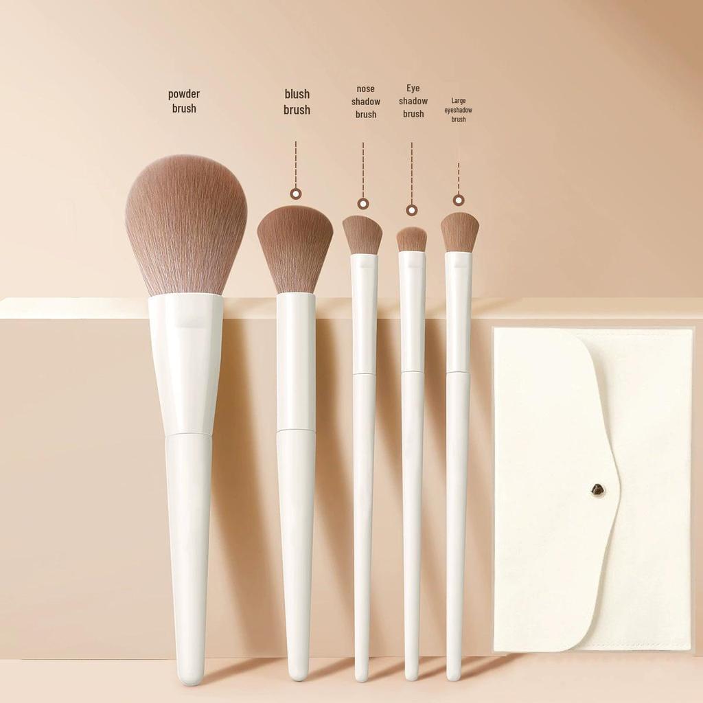 Cheng Shian's Yun Porcelain Makeup Brush Set: Eyeshadow, Blade, Scythe, Eyeliner, and Powder Brushes.