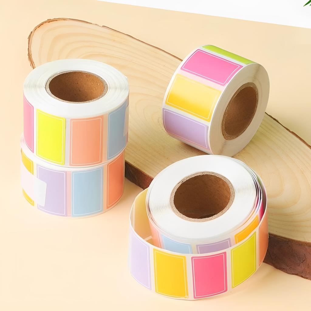 2 Rolls Paper Label Sticker Color/Light Color Self-adhesive Oil-proof Waterproof Handwritten Name Classification Index YMY