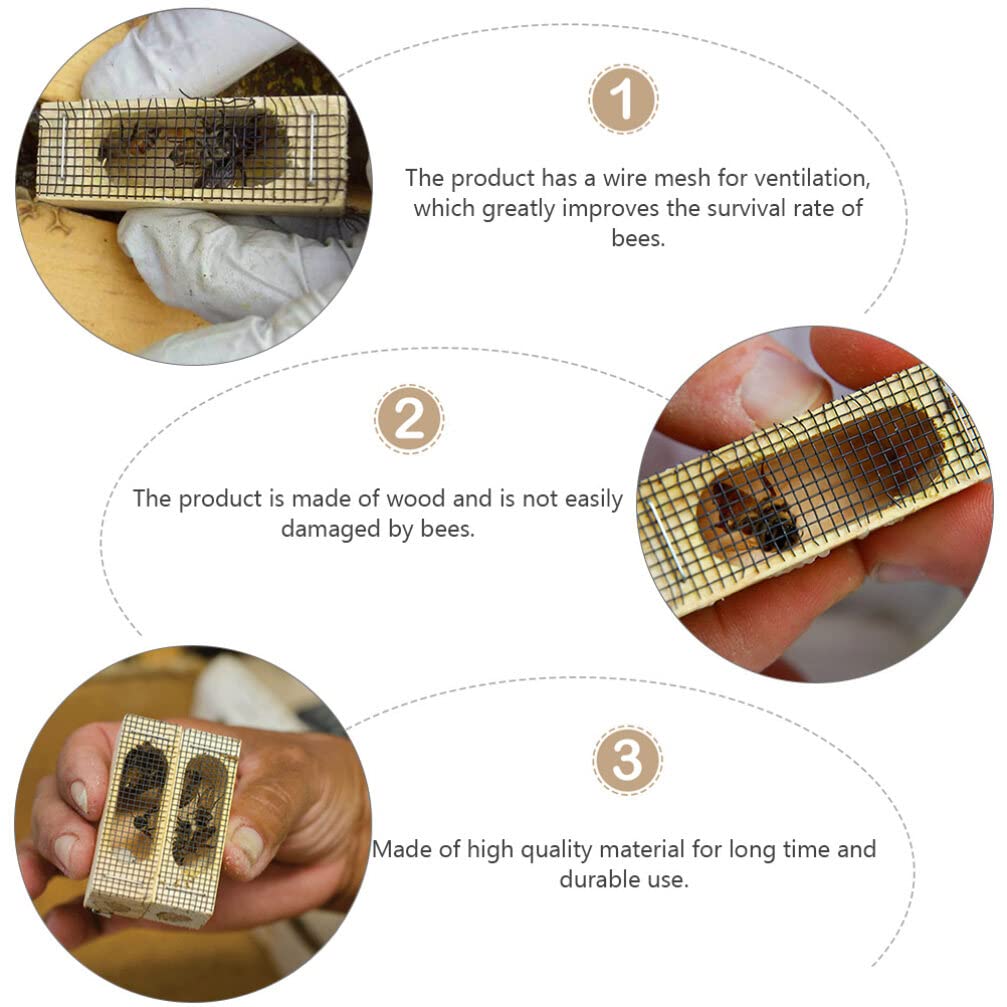 Wooden Queen Cages, 5pcs Wooden Queens Cages Beekeeping Cage Assembled Queen Protector Cage for Queen Rearing Beehive Splits