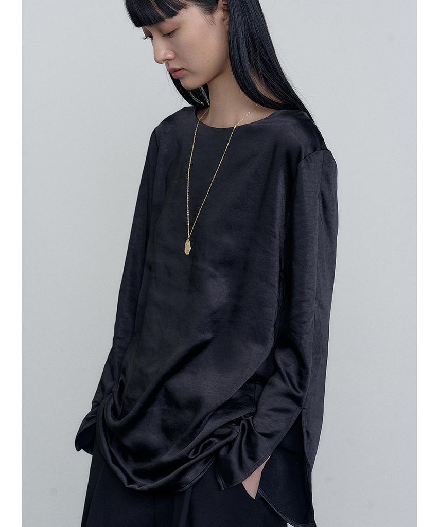 MAKE A TOAST Boat Neck Blouse Black Mbefto003Bk