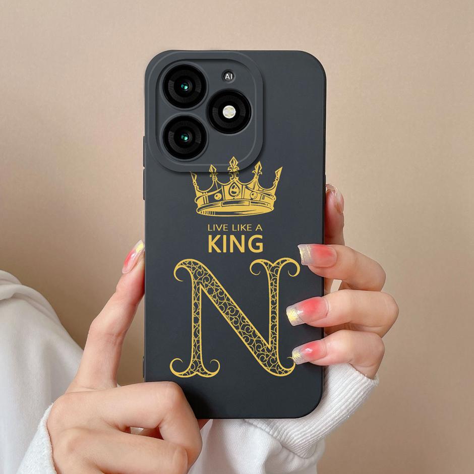 For Tecno Itel A70 Case Luxury Crown Letter Pattern Liquid Silicone Back Cover For ItelA70 A 70 New Design Advanced Sense Shell