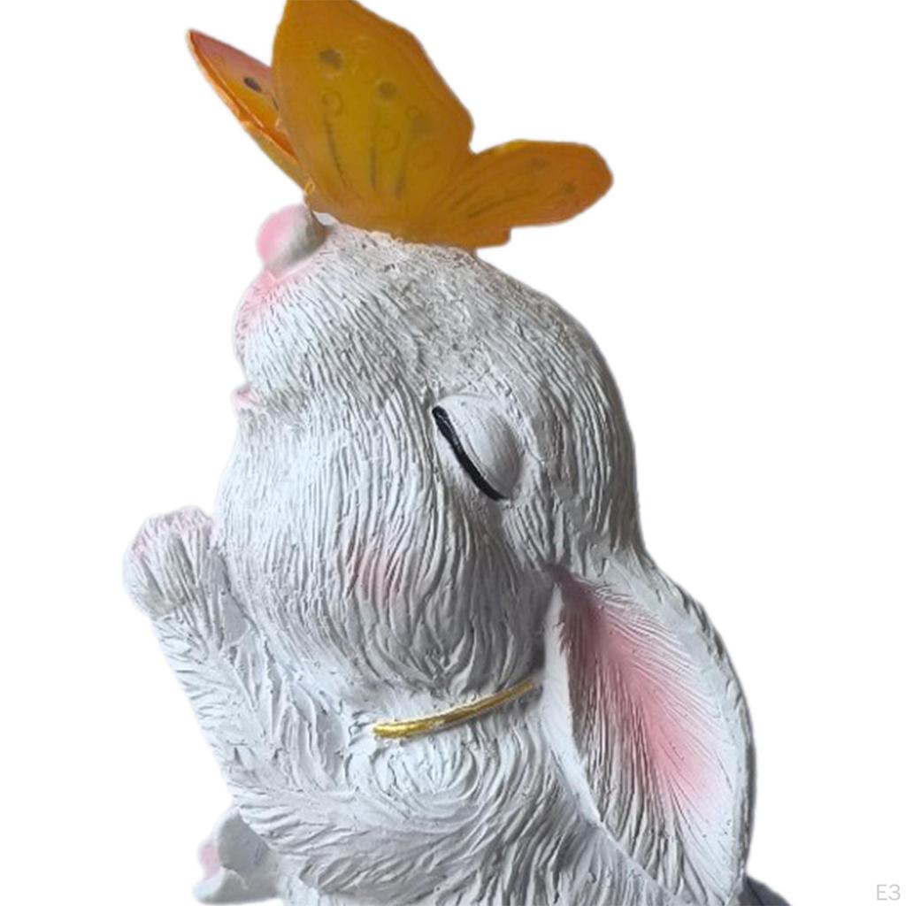 Fairy Garden Figurine Night Light Animals Miniure Rabbit Decorion Sculpture for Planter Pot,