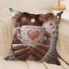 Coffee A Warm Day Cushion Cover Silky Short Plush Invisible Zipper Dustproof Sofa Pillow Case For Home Decor
