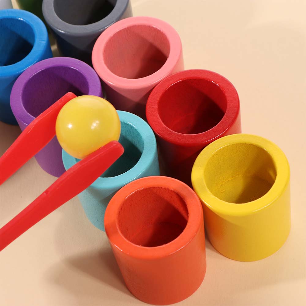 10 Color Color Sorter Game Toys Wooden Sorting Matching Toys Balls In Cups Montessori Preschool