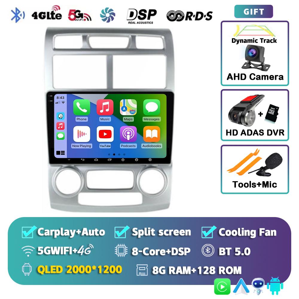 Android 14 Carplay Auto For KIA Sportage 2004 - 2007 Car Radio 4G+WIFI Player Multimedia Stereo 360 Camera Navigation Video GPS
