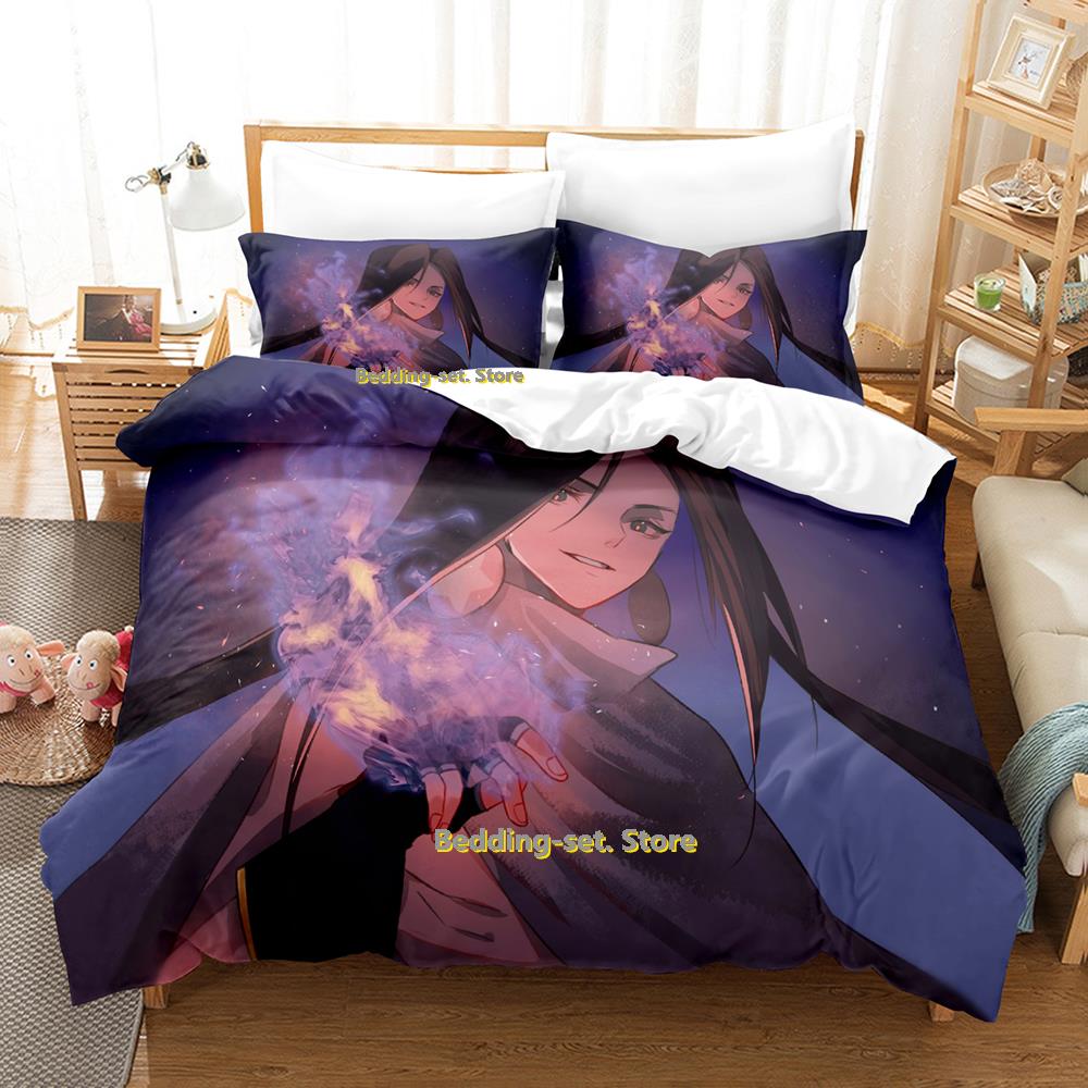Comforter Personality Shaman King Bedding Set Cartoon Anime Three-Piece Set Adult Kid Bedroom S 3D Kawaii Game Twin Set