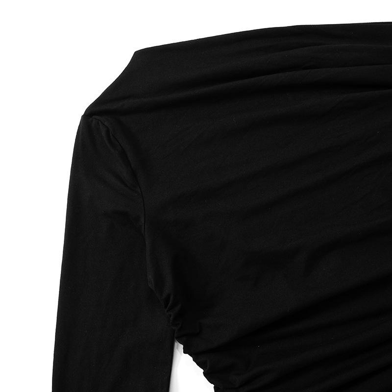 2025 Spring/Summer European & American Women's Asymmetric One-Shoulder Ruched Bodycon Dress