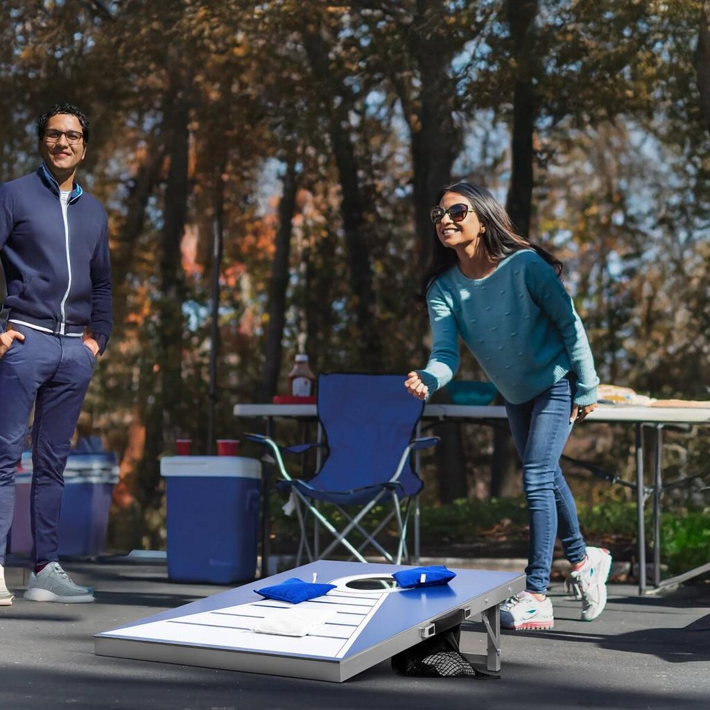3x2ft Cornhole Set Portable Corn Hole Toss Game Board Aluminum 8 Bean Bags