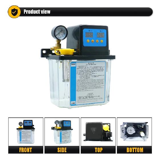 HLTNC 1L 2L Schmierstoffpumpe Automatische Schmierölpumpe mit Manometer CNC Elektromagnetische Schmierpumpe Schmierer