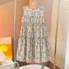 Girls' Summer Cotton Sleeveless Dress Pure Cotton Floral Vest Dress Forest Tie Suspender Dress