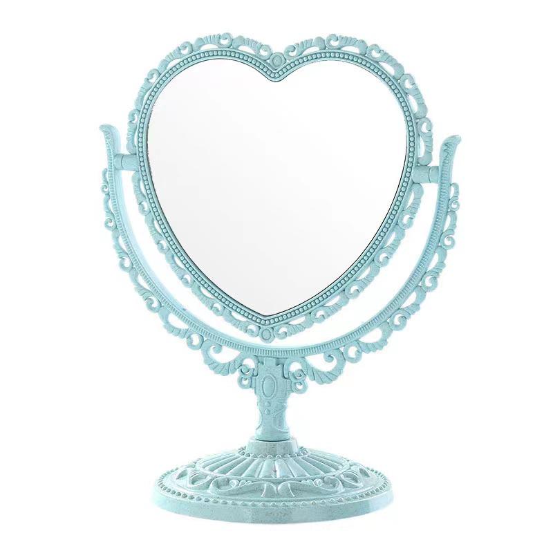European Retro Heart Vanity Mirror - Double-Sided Makeup Mirror for Bedroom & Dorm