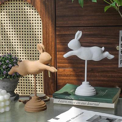 Figurine de Lapin en Bois Nordique - Décoration d'Intérieur pour Meubles à Vin & TV, Cadeau pour l'Entrée