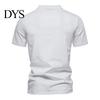 Summer T-shirt Stand Collar Deep V-Neck Short Sleeve Men Solid Color Slim Fit Tee Top Streetwear