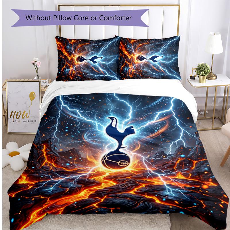 Set Lenzuola 3 Pezzi Stampato Tottenham Hotspur Morbido Delicato sulla Pelle Lavabile Copripiumino e Federe Set Tutte le Stagioni Camera da Letto