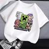 Miner Crafted Child Round Neck Cotton T-Shirt Game Themed Print Short Sleeve Top Casual Tees for Boys Summer Clothing Kids Gifts